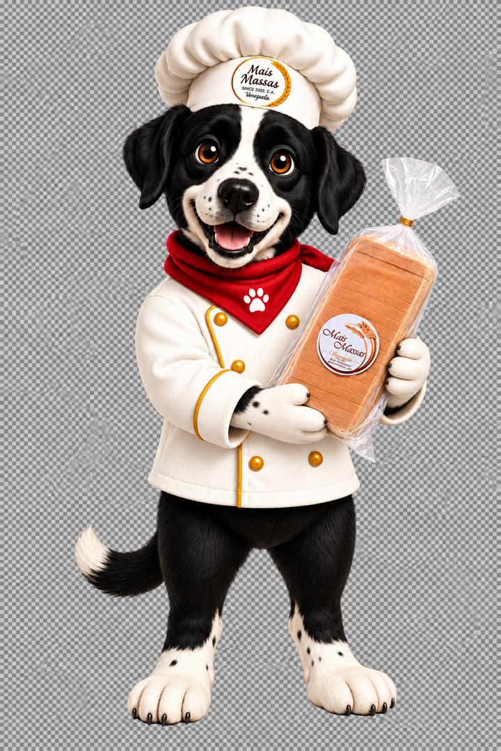 Romeo oficial, perro panadero blanco y negro con sus dos manos y sus paticas